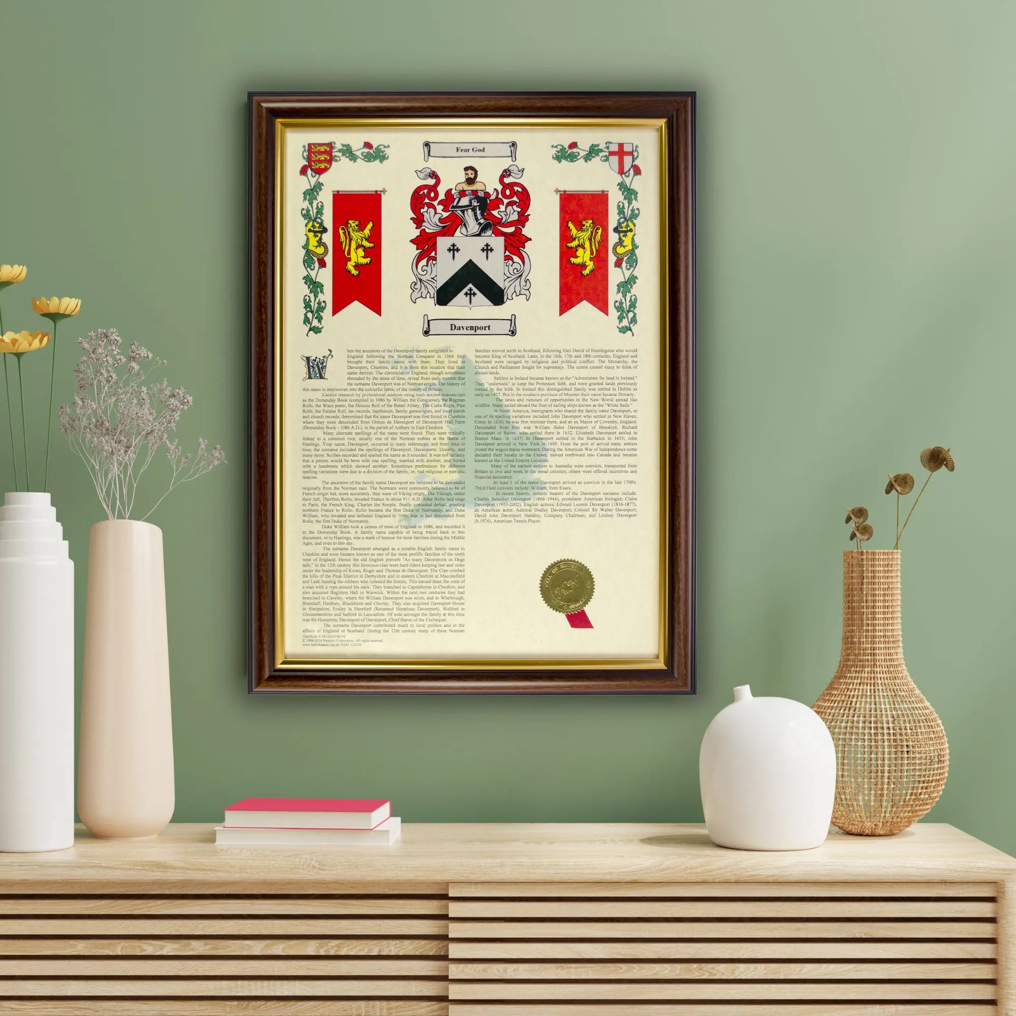 Surname History Print (Framed A3)